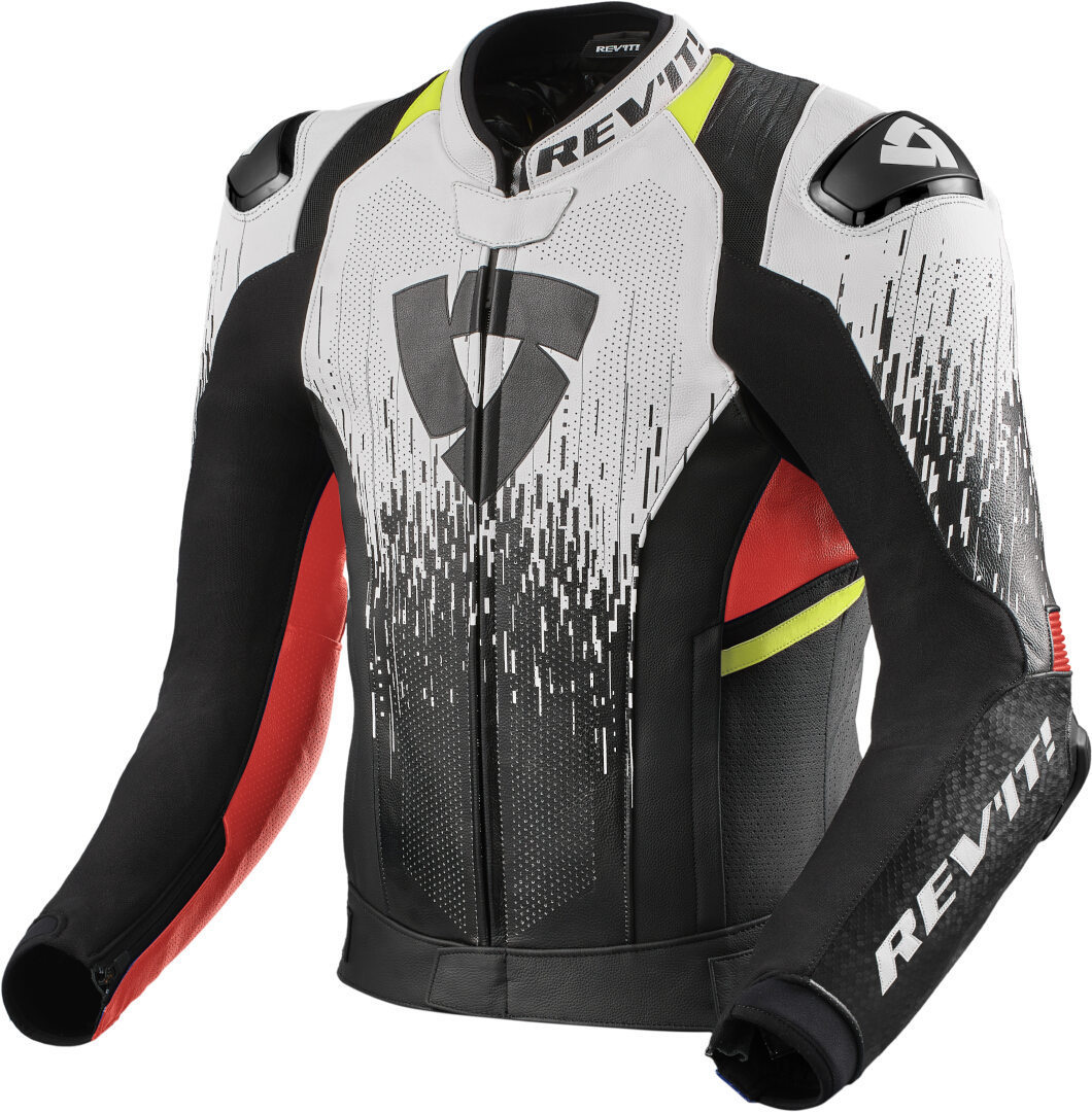 Кожаная мотокуртка REVIT Quantum 2 PRO Air White-Neon Red